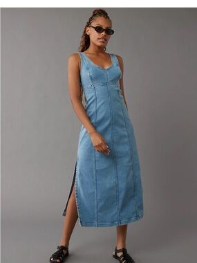 AE Denim Scoop Neck Maxi Dress NWT